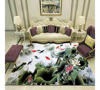Large Area Rug 3D Lotus Leaf Animal Fish Printed Carpet For Living Room Bedroom Kitchen Bathroom Modern Home Decor Non-Slip Flannel Sofa Table Rug Kids Play Mat 120 X 160 Cm -1873617304088
