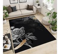 Large Area Rug 3D Plant Rose Printed Carpet For Living Room Bedroom Kitchen Bathroom Modern Home Decor Non-Slip Flannel Sofa Table Rug Kids Play Mat 50 X 80 Cm -8441217364695