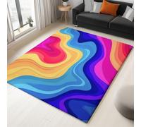 Large Area Rug for Living Room 160 x 230 cm Colourful Soft & Comfortable Flannel Floormat, Psychedelic Swirl Wave Pattern Non-Slip & Machine Washable Carpet, for Bedroom Office & Hallway