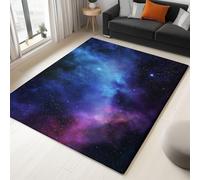 Large Area Rug for Living Room 180 x 240 cm Blue Soft & Comfortable Flannel Floormat, Nebula Background Non-Slip & Machine Washable Carpet, for Bedroom Office & Hallway