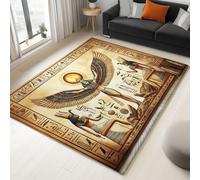 Large Area Rug for Living Room - Soft & Comfortable Flannel Floor Rug, Egyptian Style Gods Goddesses Non-Slip & Machine Washable Carpet for Bedroom, Office & Hallway 160 x 230 cm