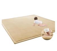 Large Area Rug Soft Coral Velvet Crawling Play Mat,Thick Memory Foam Nursery Rug Play Mat,Non-Slip Area Rugs Crawling Mats for Children, Toddler,Floor,Tatami,Yoga,Exercise (Beige,47.2x47.2 inch)