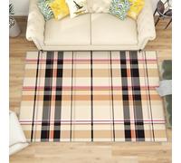 Large Area Rugs for Bedroom 160x230 cm, Woodcutter Lattice Geometry Low Pile Carpets Living Room Non Slip Machine Washable Light Brown Rug for Kitchen Dining, Hallway, Office Decoration