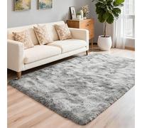 Large Area Rugs for Living Room 100 x 150 cm Tie-Dyed Faux Fur Machine Washable Fluffy Shaggy Rug Super Soft for Girls Boys Kids for Kids Room Nursery Dorm Classroom, Light Grey