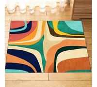 Large Art Deco Decorative Rug - Beige & Colorful Geometric Design 200 x 200 cm Modern Area Rug for Living Room Dining Room Lounge Bedroom Floor Protection Mat