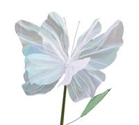 Large Artificial Butterfly Flower 50cm Silk Bloom with Glow in Dark Effect for Wedding Decor Hotel Party Garden Outdoor Event Red White Purple Pink(white)