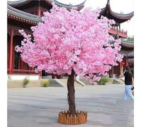 Large Artificial Cherry Blossom Trees- Handmade realistic flowers, Pink Dense Artificial Peach Tree, Solid Wood Trunk for Indoor Outdoor Home Office Party Wedding,002,180 * 150cm