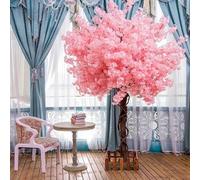 Large artificial cherry tree, Handmade Light Pink Cherry Tree, with Blossom Branches Handmade, Realistic flowers, for Indoor Outdoor Home Office Party Wedding,002,2.5x2.2m/8.2x7.2ft