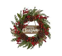 Large Artificial Christmas Wreath for Indoor/Outdoor Decor - 50cm/19inch with Pine Cones and Red Berries