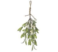 Large Artificial Frosted Green CHRISTMAS MISTLETOE Hanging Bunch Decoration with Sparkly Winter White BERRIES & Leaves - 35 cm