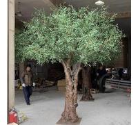 Large Artificial Olive Tree With Lifelike Fruits - Faux Silk Plant Featuring Natural Wood Trunk & Lush Green Leaves, Versatile Indoor Outdoor Decor 7mx6m