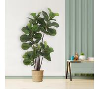 Large Artificial Plants, 4 ft Artificial Fiddle Leaf Fig Tree with Lifelike Leaves, Tall Fake Floor Plant with Easy-to-Clean Faux Greenery for Indoor Outdoor, Home Office