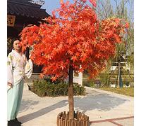 Large Artificial Red Maple Simulation Tree Artificial Blossom Cherry Tree, Faux Lean Peach Flowers Tree for Wedding Party Home Decor Indoor Or Outdoor,1.5m*1m