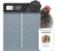 Large Automatic Chicken Coop Door, Aluminum Automatic Chicken Door with Manual & Timer Mode, Anti-Pinch & Battery Powered, LCD Display Chicken Door for Chickens, Ducks, and Geese