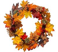 Large Autumn Maple Leaf & Pumpkin Wreath - Perfect for Halloween and Thanksgiving Decor