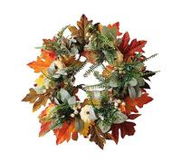 Large Autumn Wreath For Front Door Fall Wreath With Berry Branches Mixed Leaves Halloween Wreath Decorations Autumn Door Wreaths Outdoor Autumnal Wreath Ring Thanksgiving (Yellow-c, One Size)