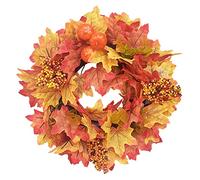 Large Autumn Wreaths for Front Door Fall Wreaths For Front Door Autumn Wreath With Rose Berry Branchesm Mixed Leaves Wreath Fall Door Wreath For Halloween Thanksgiving Christmas (Z-Yellow-5, One Size)