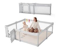 Large Baby Playpen,71"x79" Foldable Playpen for Babies and Toddlers with Gate,Play Pens with Zipper Door,Baby Play Yards Play Area,Grey