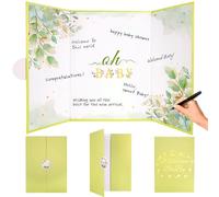 Large Baby Shower Guest Book, Green Stamping Oh Baby Sign Guestbook, Alternative Signing in Book, Signature Memory Books Gifts for Boys Girls, Guestsbook Party Games Keepsake Baby Shower Decorations