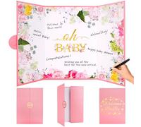 Large Baby Shower Guest Book, Pink Stamping Oh Baby Sign Guestbook, Alternative Signing in Book, Signature Memory Books Gifts for Boys Girls, Guestsbook Party Games Keepsake Baby Shower Decorations