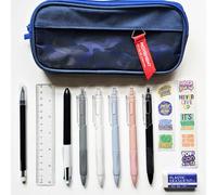Large Back to School Blue Camouflage Pencil Case including stationery essentials for school, college and uni, secondary school stationery set