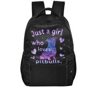 Large Backpack Minimalist Look Peach Skin Lining 6 Compartments for Teens | Just A Girl Who Loves Pitbulls Watercolor Galaxy Pitbull