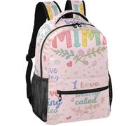 Large Backpack Modern Style Peach Skin Lining Adjustable Shoulder Straps, Love Being Called Mimi Art Daisy Flower Grandparents, M, Daypack