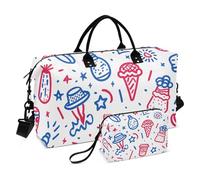 Large Bag American Holiday Of July 4th Blue Red Icons Weekender Overnight Bag Gym Carry on Duffel Bags with Toiletry Bag for Business Trips Large Capacity, American holiday of July 4th blue red icons,