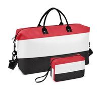 Large Bag Overnight Carry On Tote and Luggage with Adjustable Strap for Airplane Traveling Waterproof Republic Of Yemen Flag Black Red