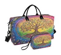Large Bag Weekend Bag with Adjustable Strap for Gym Large Capacity The Tree Of Life Colorful