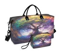 Large Bag Weekender Overnight Bag with Adjustable Strap for Workout Large Capacity Mystic Tarro Purple Astrology Tree Of Life