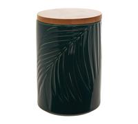 Large Bali Dark Green Storage Canister with Bamboo Lid Green