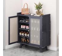 Large Bamboo 5/7 Tier Shoe Cabinet Free Standing Shoe Rack with 2 Doors Stylish Shoe Storage for Entryway & Bathroom Blue 43.3in