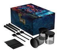 Large Bamboo Box with Combination Lock, Wooden Printed Decorative Storage Box with Upgraded Tray, Stash Storage Lock Box with Smell Proof Bags,Glass Jars,Tubes & Brushes as Great Gift Choice(Mushroom)