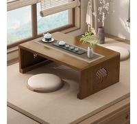 Large Bamboo Foldable Tea Table for Meditation & Decor - Stylish Walnut Finish, Space-Saving Design, Perfect for Zen Spaces & Relaxation