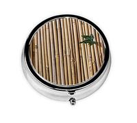 Large Bamboo Raft Print Round Pill Organizer 3 Compartment Pill Box Portable Medicine Pill Case for Outdoor Travel