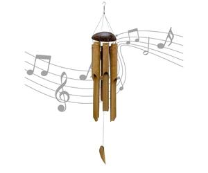Large Bamboo Wind Chime for Garden, 54cm Wooden Outdoor Wind Chime with Coconut Shell Hanging Garden Ornament