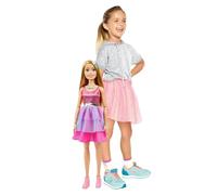 Large Barbie Doll with Blond Hair, 28 Inches Tall, Shimmery Pink Dress with Necklace and Hair Clip Accessories, HJY02