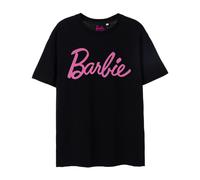 Barbie Womens T-Shirt | Black OR White Option with Pink Classic Logo for Ladies | Retro Short-Sleeved Fashion Top | Graphic Tee with Short Sleeve Doll Movie Merchandise Gift for Adults