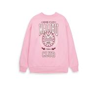Barbie Womens Sweatshirt in Pink | Oversized Fit Ladies Malibu Tennis Club 1959 Long Sleeve Graphic Jumper | Sports Crest Vintage Style Fashion Crewneck Sweater | Doll Movie Apparel Merchandise