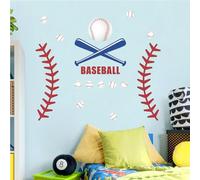 Large Baseball Wall Decal Sports Ball Wall Stickers Big Baseball Stitches Lace Graphic Wall Decals Sport Wall Stickers for Boys Room Bedroom Kids Playroom Decor