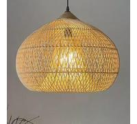 Large Basket Hand Woven Farmhouse Light Fixture, Retro Japanese Wicker Lamp Shade Decor Cottage Hanging Lighting, a, 50cm