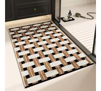 Large Bath Mat 60 X 90 Black Brown Diatom Mud Bathroom Shower Floor Mats, Absorbent Bath Mat,Quick Dry Baths Mats Non Slip Washable,For Bedroom,Kitchen,Toilet, Door,Washing Table