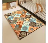 Large Bath Mat 60 X 90 Orange Blue Diatom Mud Bathroom Shower Floor Mats, Absorbent Bath Mat,Quick Dry Baths Mats Non Slip Washable,For Bedroom,Kitchen,Toilet, Door,Washing Table