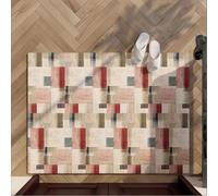 Large Bath Mat 60 X 90 Red Beige Diatom Mud Bathroom Shower Floor Mats, Absorbent Bath Mat,Quick Dry Baths Mats Non Slip Washable,For Bedroom,Kitchen,Toilet, Door,Washing Table