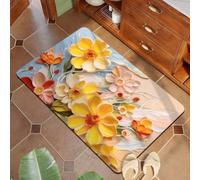 Large Bath Mat 60 X 90 Yellow And Red Diatom Mud Bathroom Shower Floor Mats, Absorbent Bath Mat,Quick Dry Baths Mats Non Slip Washable,For Bedroom,Kitchen,Toilet, Door,Washing Table