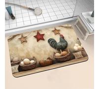 Large Bath Mat Non Slip Bathroom Mat Quick Drying Bathroom Carpet Rubber Bottom, Bathtub Shower Floor Rugs Washable, Soft Rug for Bath Decoration, Kitchen Bathmat Toilet Rooster 80x120cm 16-1394