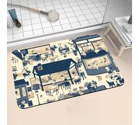 Large Bath Mat Non Slip Bathroom Mat Quick Drying Bathroom Carpet Rubber Bottom, Bathtub Shower Floor Rugs Washable, Soft Rug for Bath Decoration, Kitchen Bathmat Toilet Vintage 90x120cm 16-1382