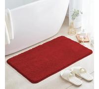 Large Bath Mat Shaggy, Ultra Soft Highly Absorbent Microfiber Shower Rug, Non-Slip Machine Washable Bathroom Floor Mats for Bath Home Kitchen Doorway Pets (Red,70x45cm)