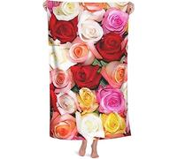 Large Bath Towel with Rose Floral Pattern - - Quick Drying & Absorbent - Ideal for Beach, Travel & Shower Room 130CM X 80CM